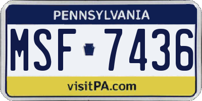 PA license plate MSF7436