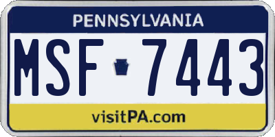 PA license plate MSF7443