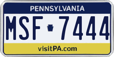 PA license plate MSF7444