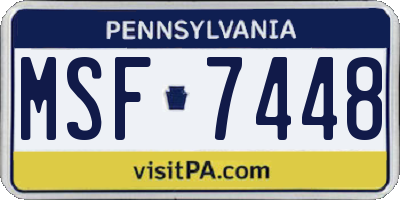 PA license plate MSF7448