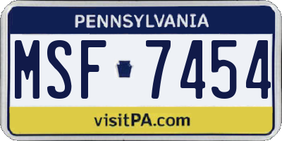 PA license plate MSF7454