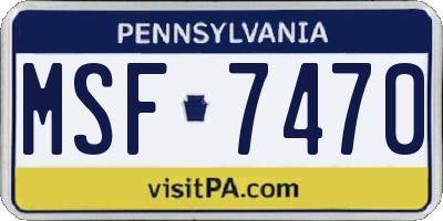 PA license plate MSF7470