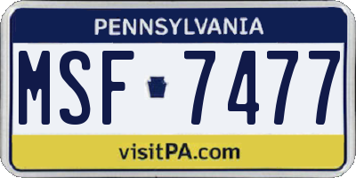 PA license plate MSF7477