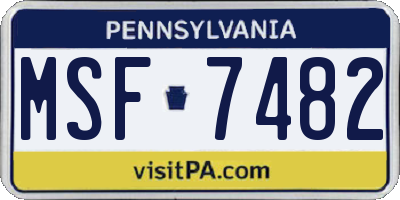 PA license plate MSF7482
