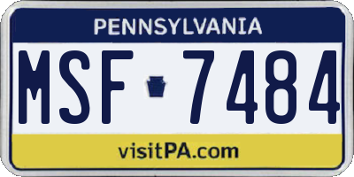 PA license plate MSF7484