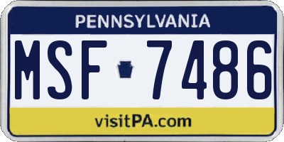 PA license plate MSF7486