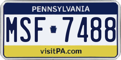 PA license plate MSF7488