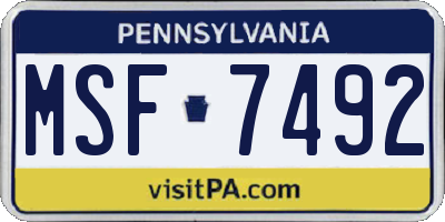 PA license plate MSF7492