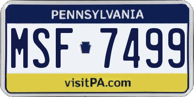 PA license plate MSF7499