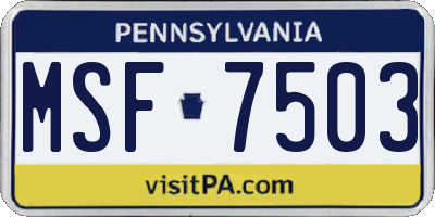 PA license plate MSF7503