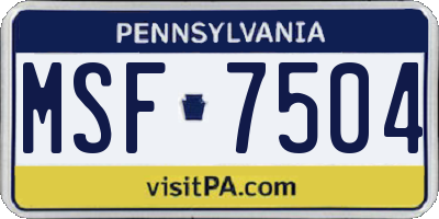 PA license plate MSF7504