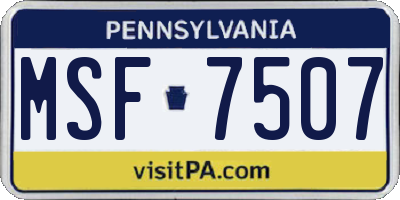 PA license plate MSF7507