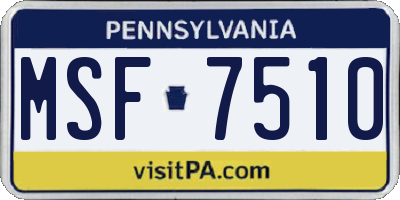 PA license plate MSF7510