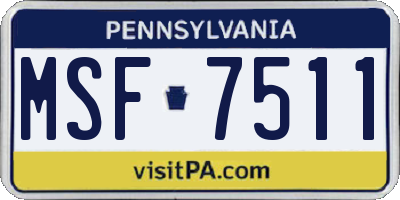 PA license plate MSF7511