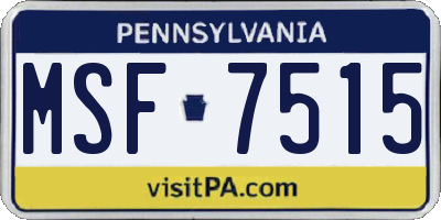 PA license plate MSF7515