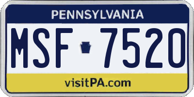 PA license plate MSF7520