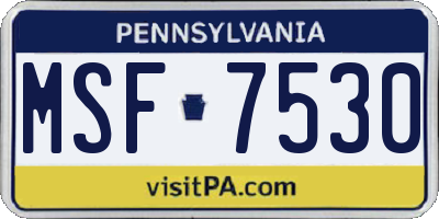 PA license plate MSF7530