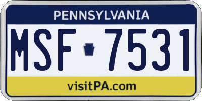 PA license plate MSF7531