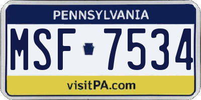 PA license plate MSF7534