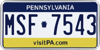 PA license plate MSF7543