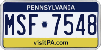 PA license plate MSF7548