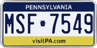 PA license plate MSF7549
