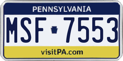 PA license plate MSF7553