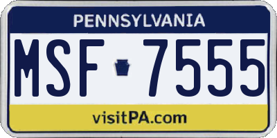 PA license plate MSF7555