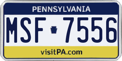 PA license plate MSF7556