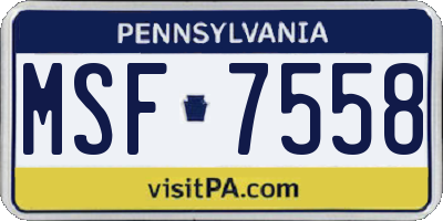 PA license plate MSF7558