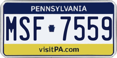 PA license plate MSF7559