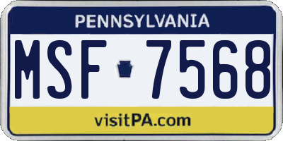 PA license plate MSF7568