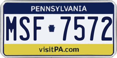 PA license plate MSF7572