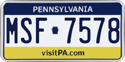 PA license plate MSF7578