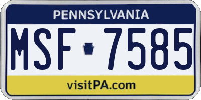 PA license plate MSF7585