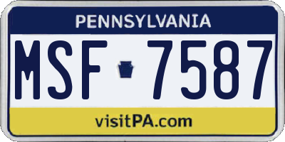 PA license plate MSF7587