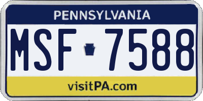 PA license plate MSF7588