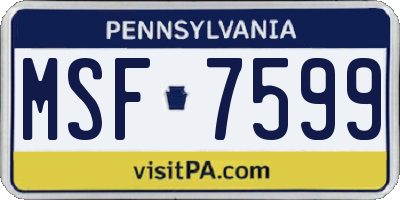 PA license plate MSF7599