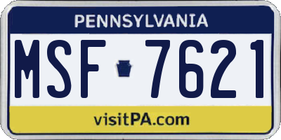 PA license plate MSF7621