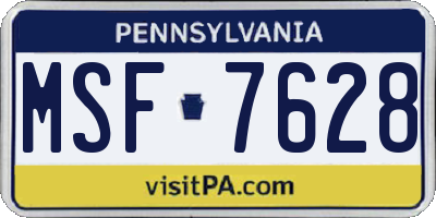 PA license plate MSF7628
