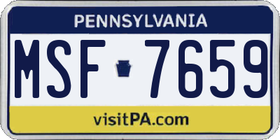 PA license plate MSF7659