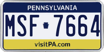 PA license plate MSF7664