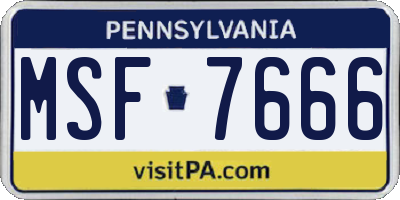 PA license plate MSF7666