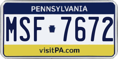 PA license plate MSF7672