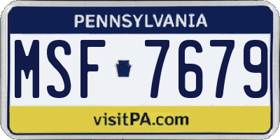 PA license plate MSF7679