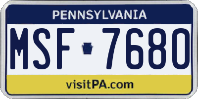 PA license plate MSF7680