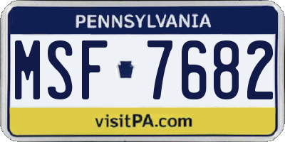 PA license plate MSF7682