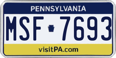 PA license plate MSF7693