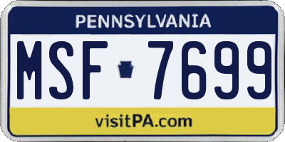 PA license plate MSF7699