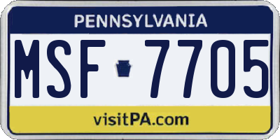 PA license plate MSF7705